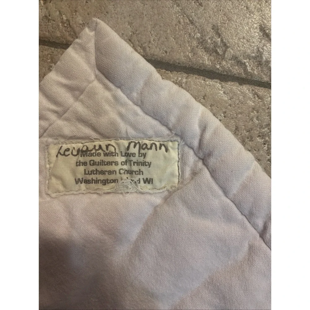 Handmade Tied Quilt Blanket Throw Purple White Floral Striped Reversible Bedding